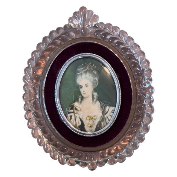 Antique Set Cameo Creation Mme Lambert Morigney & Lady Dower Glass Framed Glass - Picture 6 of 13